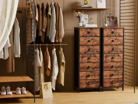 Tyds-7d003 Furnulem Dresser With 7 Drawers Tall Chest Of Industrial Fabric For Bedr #2