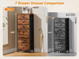 Tyds-7d003 Furnulem Dresser With 7 Drawers Tall Chest Of Industrial Fabric For Bedr #3