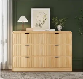 Yhxs6dg-natural Fursun Fluted 6 Drawers Dresser For Bedroom 54 Inch Wide Wooden