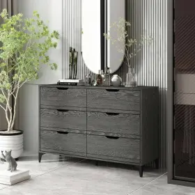 Sh-djpu6290ams Galano Dresser 31.7 Inch H X 46.5 W 15.7 D 6-drawer Classic Wood Dark Grey Oak #2