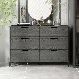 Sh-djpu6290ams Galano Dresser 31.7 Inch H X 46.5 W 15.7 D 6-drawer Classic Wood Dark Grey Oak