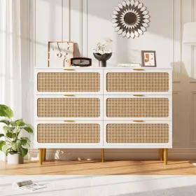 16hvqp8x Garveehome Rattan 6 Drawer Dressers For Bedroom Large Double Dresser With Deep Drawers