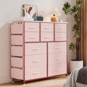 Garveehome 198723462073 12 Drawer Dresser For Bedroom Fabric Dressers And Chests Of Drawers With Side