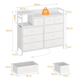 Garveehome 198723775364 Dresser For Bedroom With 9 Drawer Tv Stand Charging Station #3
