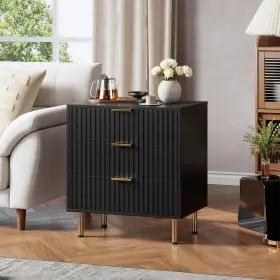 66c6jrbuzh Garveehome 3 Drawer Dresser For Bedroom Fluted Modern Nightstand With Deep Drawers Che