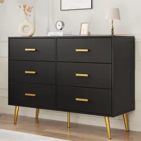 72jlnw9sj3fwyfw5yrob-abje2p Garveehome 6 Drawer Dresser Modern Wooden With Gold Handles And Storage Space