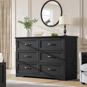 Garveehome Flzhgvh25080100398 6 Drawers Dresser For Bedroom Chest Of With Wide Metal Handle Farmh