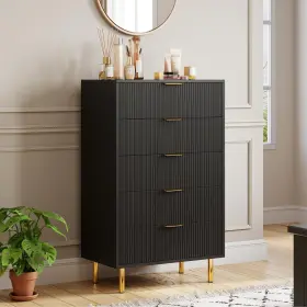 Lzl0x0e0msk8pxpywlufbalag9n Garveehome Black Dresser Modern 5 Drawer For Bedroom With Gold Handle And Large