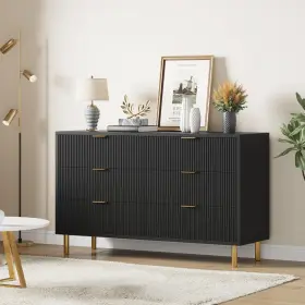 Pnpzeg2t5ngosjuhoknp-gmqt47 Garveehome Black Dresser Modern 6 Drawer For Bedroom With Gold Handle And Large