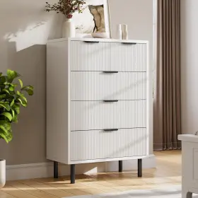Pt65y3rqcgsjayne4u4ubwhdcxk6y Garveehome White Wave Fluted 5 Drawer Dresser For Bedroom Modern Wood Chest Of Drawers