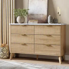 Garveehome Rq-sc-mcc-dresser005-6nw58b Fluted Dresser For Bedroom With 6 Deep Drawers 47.2 In Tall Chest Of Drawers