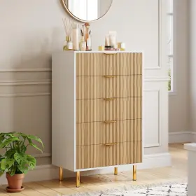Zjpmeccslgek4h1qm0hmngtdt Garveehome Natural Dresser Modern 5 Drawer For Bedroom With Gold Handle And Lar