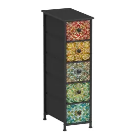 Giftgo Gi0051 Skinny Dresser With Fabric Drawers Thin Slim Boho Mandala Flower Chest Of Dra
