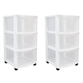 Gracious Living 193802284652 Classic 3 Drawer Organizer Cart Plastic Storage Dresser With Caster W
