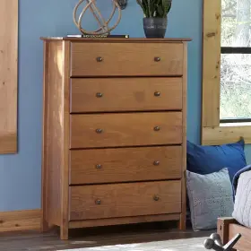 Grain Wood Furniture 744110667745 Shaker 5-drawer Solid Chest Dresser Walnut Finish