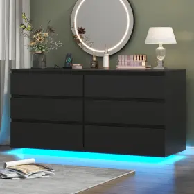 870000863 Gyfimoie 6 Drawer Dresser With Power Outlet Floating White Chest Of Wi
