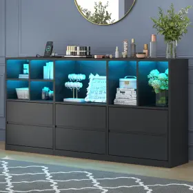 G-1086a Gyfimoie 6 Drawers Dresser With 7 Storage Cubbies Led Chest Of Power Out