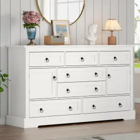 I870100350 Gyfimoie Farmhouse 7 Drawer Dresser For Bedroom Wood Chest Of Drawers With 2
