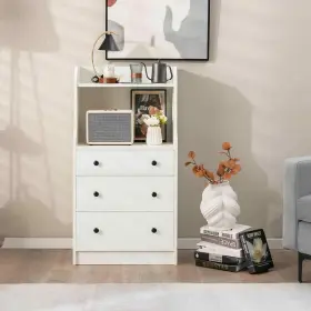 Gym10776 Gymax Chest Of 3drawer Dresser Solid Wood Storage Organizer 2-open Shelves White #2