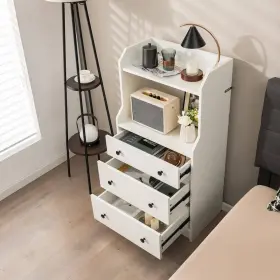 Gym10776 Gymax Chest Of 3drawer Dresser Solid Wood Storage Organizer 2-open Shelves White #3