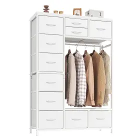 B0dhgsm15h Higdbfe 54.6 Inch Tall 2-in-1 Dresser With Hanging Rack 11 Drawers Bedroom For C
