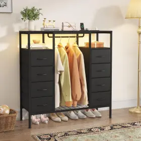 Bs018 Higdbfe 8 Drawers Dresser With Hanging Rack Led Charging Station Kids