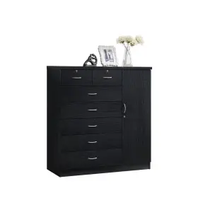 Hodedah 445047474446 7-drawer Black Chest Of Drawers With Door Hodedah 445047474446 7-drawer Black Chest Of Drawers With Door