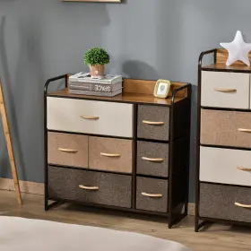 Us831-3990141 Homcom Drawer Dresser Fabric Chest Of Drawers Storage Organizer Steel Frame