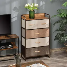 Us831-4040146 Homcom 5-drawer Fabric Dresser Tower With Steel Frame For Hallway