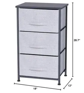 Ss39132 Home Basics 886466391322 3 Drawer Storage Organizer Gray #2