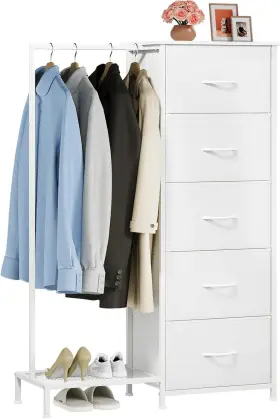Home Furnishings Limited 445038759729 Dresser With Hanging Rack 5 Drawers Small Closet For Bedroom Reversible Dresse
