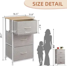 Home Furnishings Limited 445047245244 Small Dresser For Bedroom With 3 Drawers Nightstand Storage Chest Of Wi #3