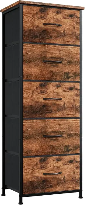 Home Furnishings Limited 726084052185 Tall Dresser For Bedroom With 5 Drawers Storage Organizer Chest Of