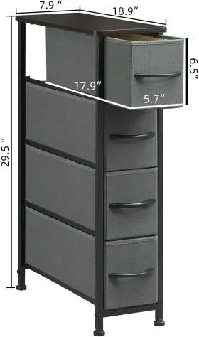 Home Furnishings Limited 726084840454 Narrow Dresser With 4 Drawers Slim Storage Chest Of Removable Fabr #3