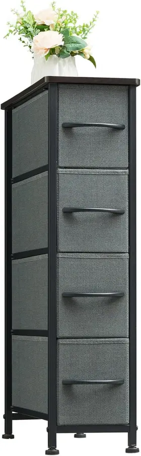 Home Furnishings Limited 726084840454 Narrow Dresser With 4 Drawers Slim Storage Chest Of Removable Fabr