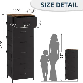 Fd114 Home Furnishings Limited Tall Dresser For Bedroom With Side Pockets 6 Drawer Storage Organizer Chest Of #3
