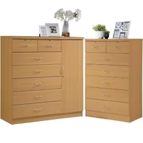 Home Square 195493244465 Hodedah 2 Piece 7 Drawer Wood Chest Set With Locks