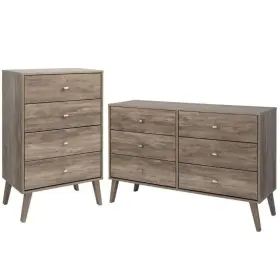 Home Square 195493301991 2-piece Set With Modern 6-drawer Double Dresser And 4-drawer Chest