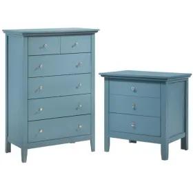 Home Square 195493354614 2-piece Set With 5-drawer Chest And 3-drawer Nightstand In Teal