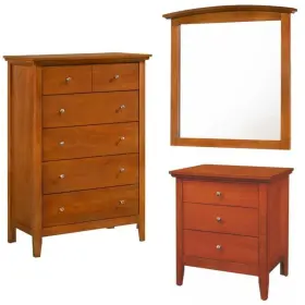 Home Square 195493354744 3-piece Set With 3-drawer Nightstand Mirror 5-drawer Chest In Oak