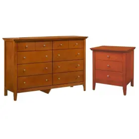 Home Square 195493354751 2-piece Set With 3-drawer Nightstand And 8-drawer Dresser In Oak