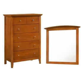 Home Square 195493354799 2-piece Set With Mirror And 5-drawer Chest In Oak