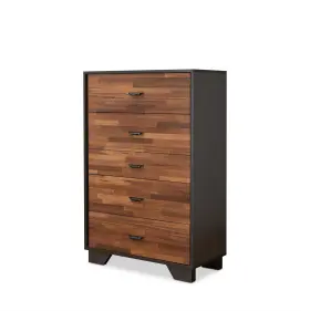 253463-ot Homeroots 32 Walnut And Espresso Manufactured Wood Five Drawer Chest #2