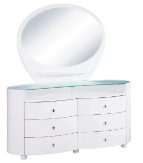 329664 Homeroots 31 Sophisticated White High Gloss Dresser