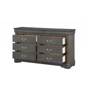 347121 Homeroots 15 Gray Solid Wood Double Dresser #3