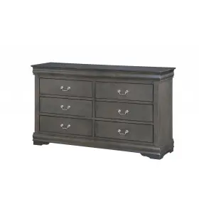 347121 Homeroots 15 Gray Solid Wood Double Dresser