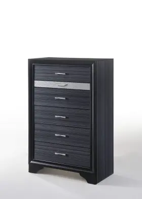 348187 Homeroots 34 Black Solid Wood Six Drawer Chest