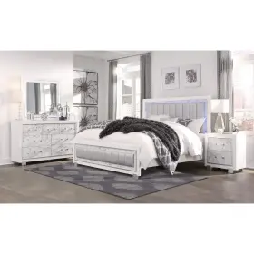 384038 Homeroots Modern White Chest With 5 Faux Marble Detailed Front Drawer #3