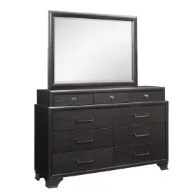 384060 Homeroots 35 Dark Gray Wood Framed Dresser Mirror #2