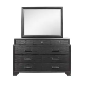 384060 Homeroots 35 Dark Gray Wood Framed Dresser Mirror